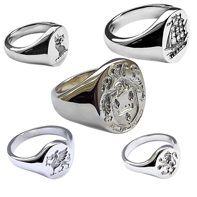 925 Silver Family Crest Rings oval signet Rings