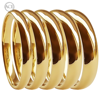 18ct yellow gold Court Shape Wedding Rings