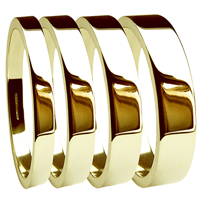 9ct Yellow Gold Extra Heavy Flat Profile Wedding Rings