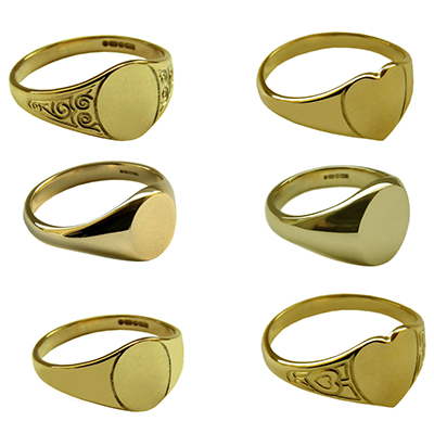 9ct solid yellow gold oval signet Rings
