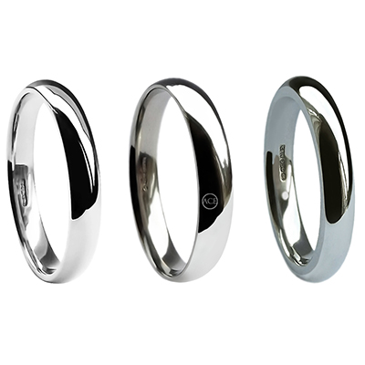 3mm 950 Platinum Court Shape Wedding Rings