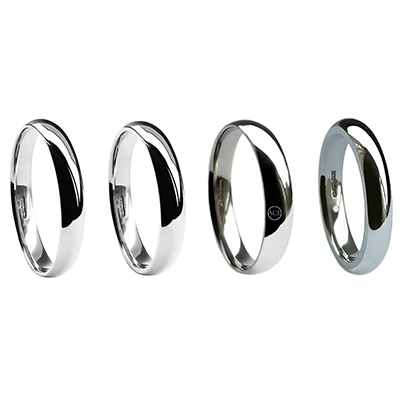 4mm 950 Platinum Court Shape Wedding Rings