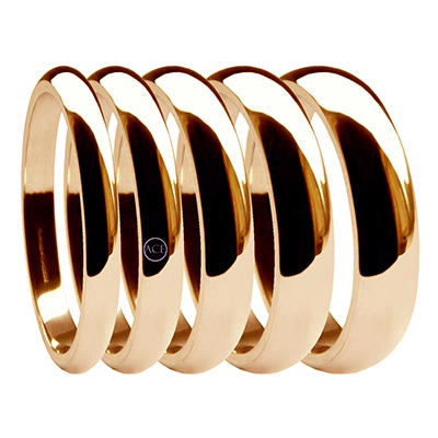 2mm 3mm 4mm 5mm 6mm 9ct Rose Gold D-Shape Wedding Rings