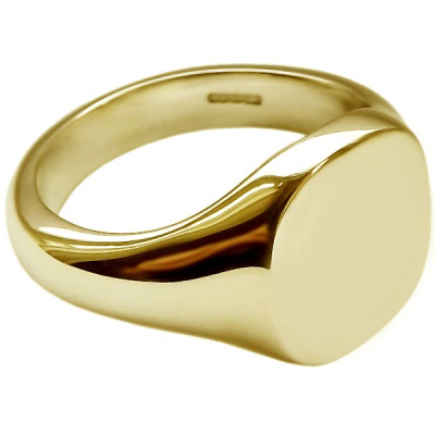 9ct solid yellow gold Cushion Signet Rings