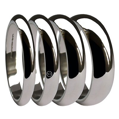 2mm 3mm 4mm 5mm 6mm 950 Platinum D Shape Wedding Rings