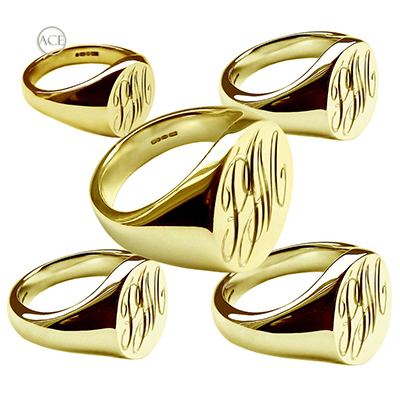 18ct solid yellow gold oval signet Rings