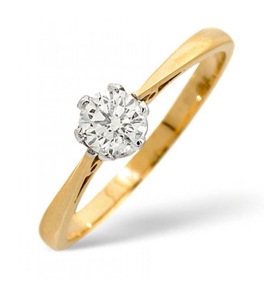 9ct Gold Single Stone Set Diamond Engagement Ring 0.35ct
