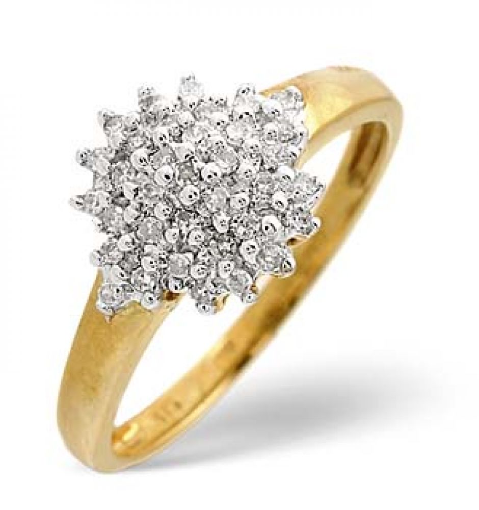 9ct Yellow Gold 0.20ct Cluster Diamond Ring