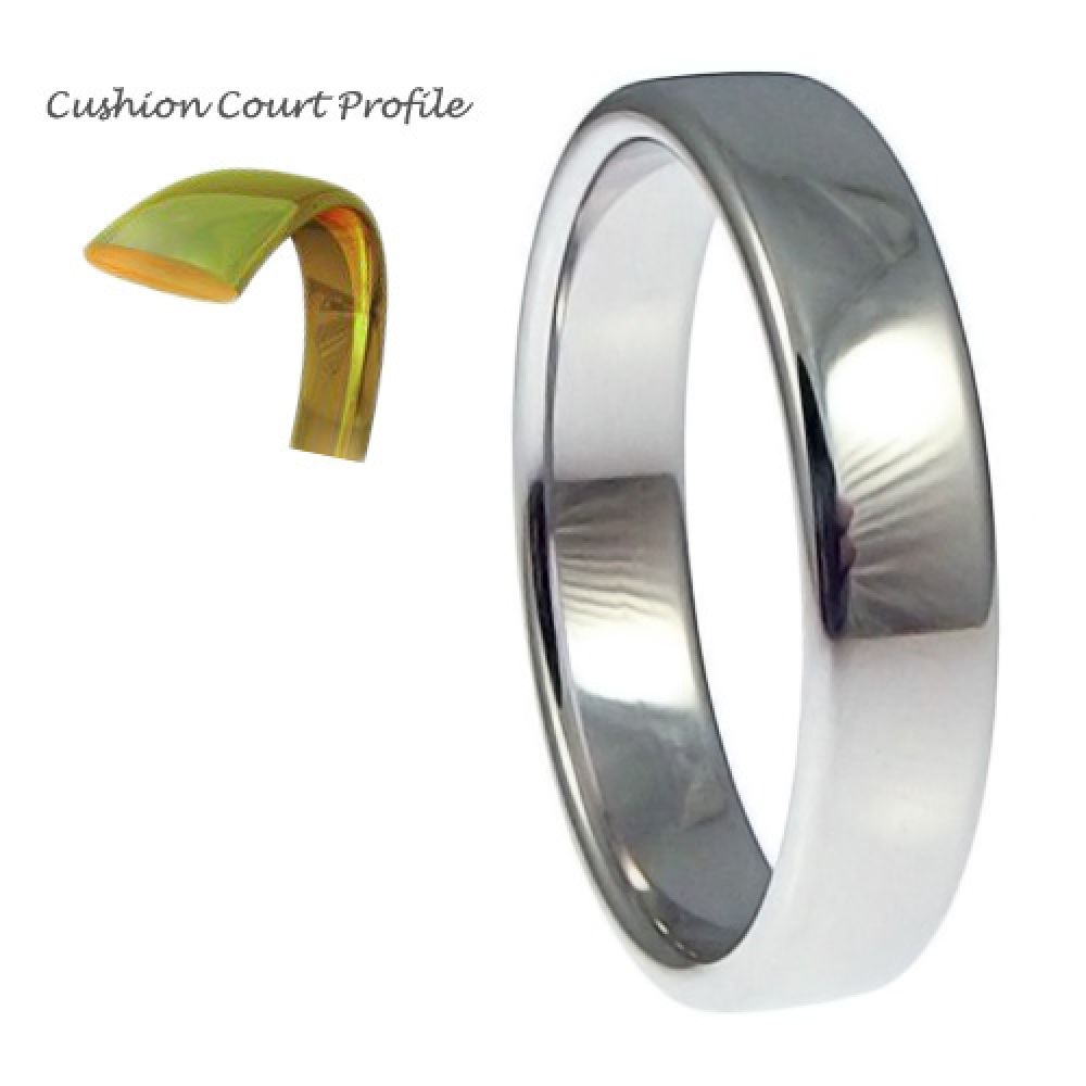 5mm 9ct White Gold Heavy Cushion Court Comfort Wedding Rings Bands