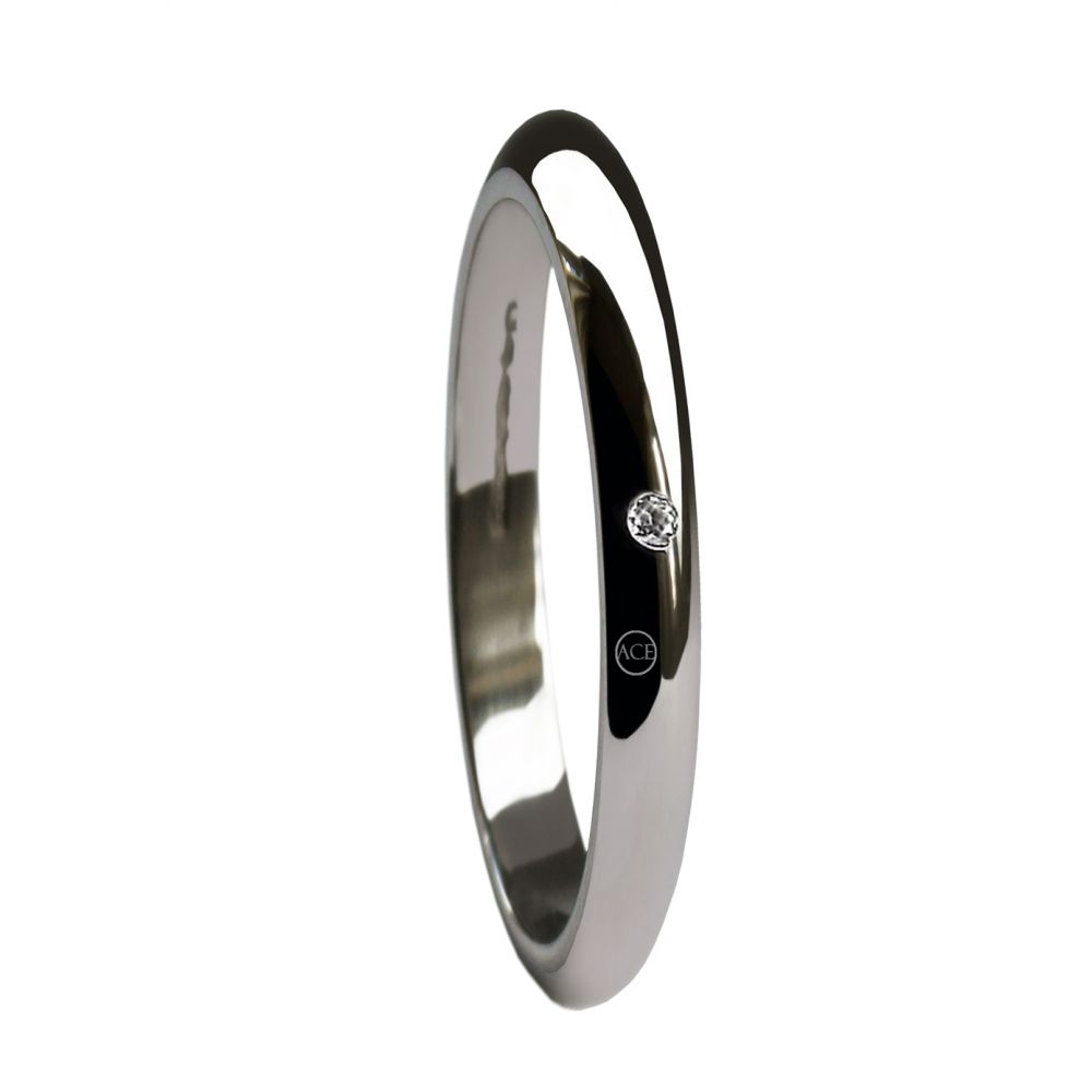 2mm 950 Platinum Diamond Extra Heavy D-Shape Wedding Rings Bands