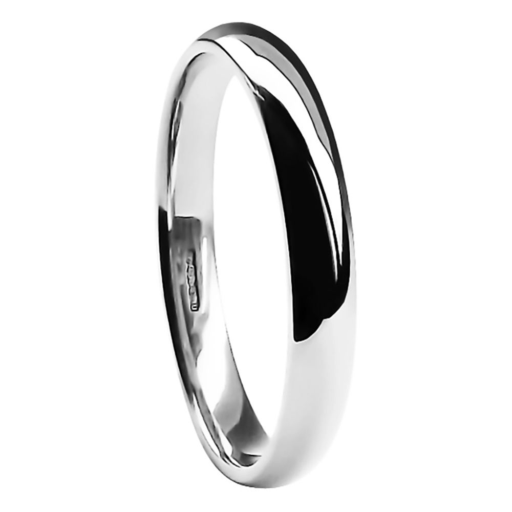 3mm 950 Platinum Light Court Comfort Wedding Rings Bands