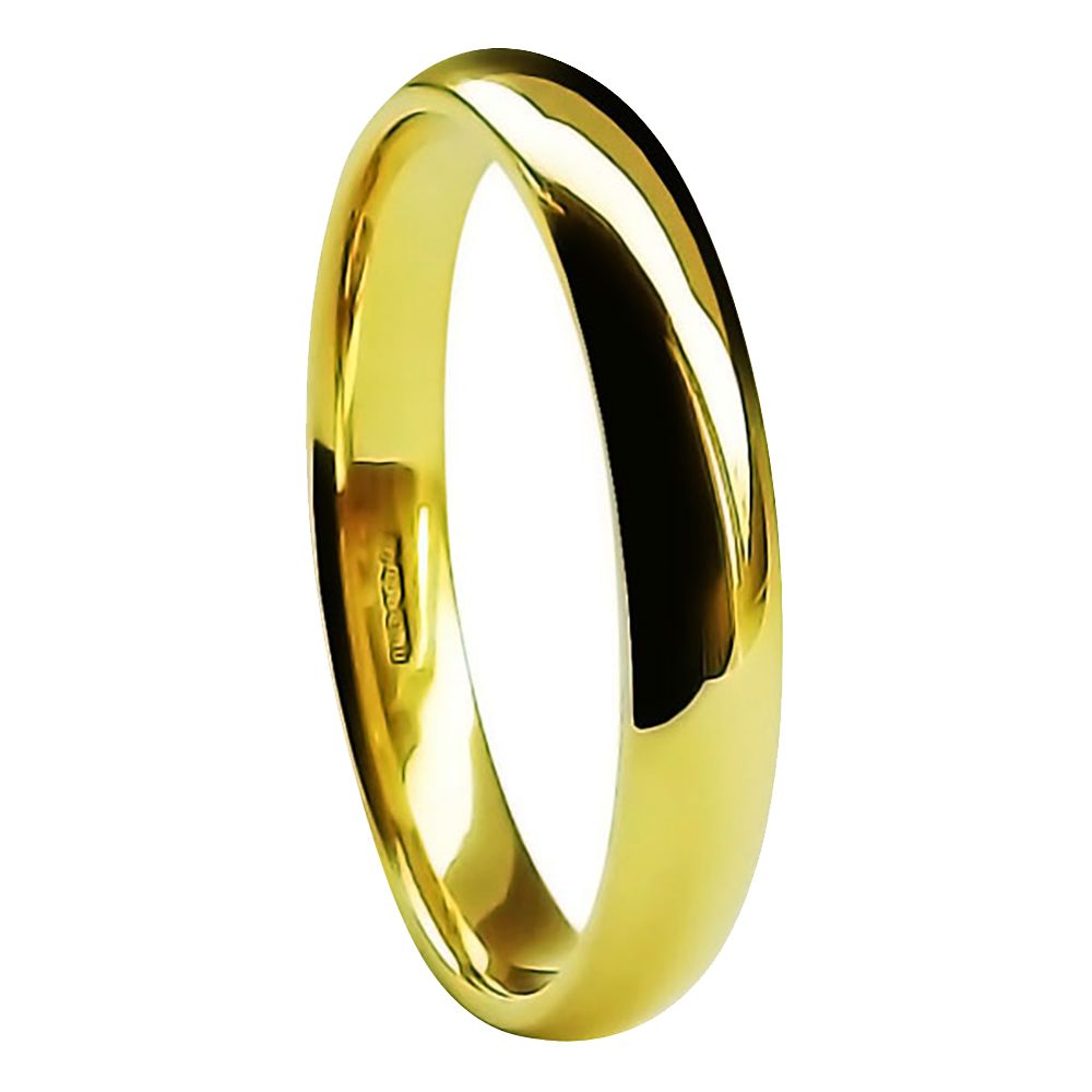 4mm 18ct Yellow Gold Light Court Comfort Wedding Rings Bands