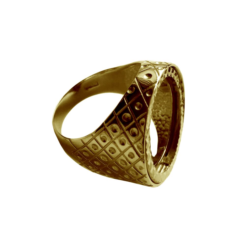 9ct Yellow Gold Patterned Full Sovereign Ring Mount