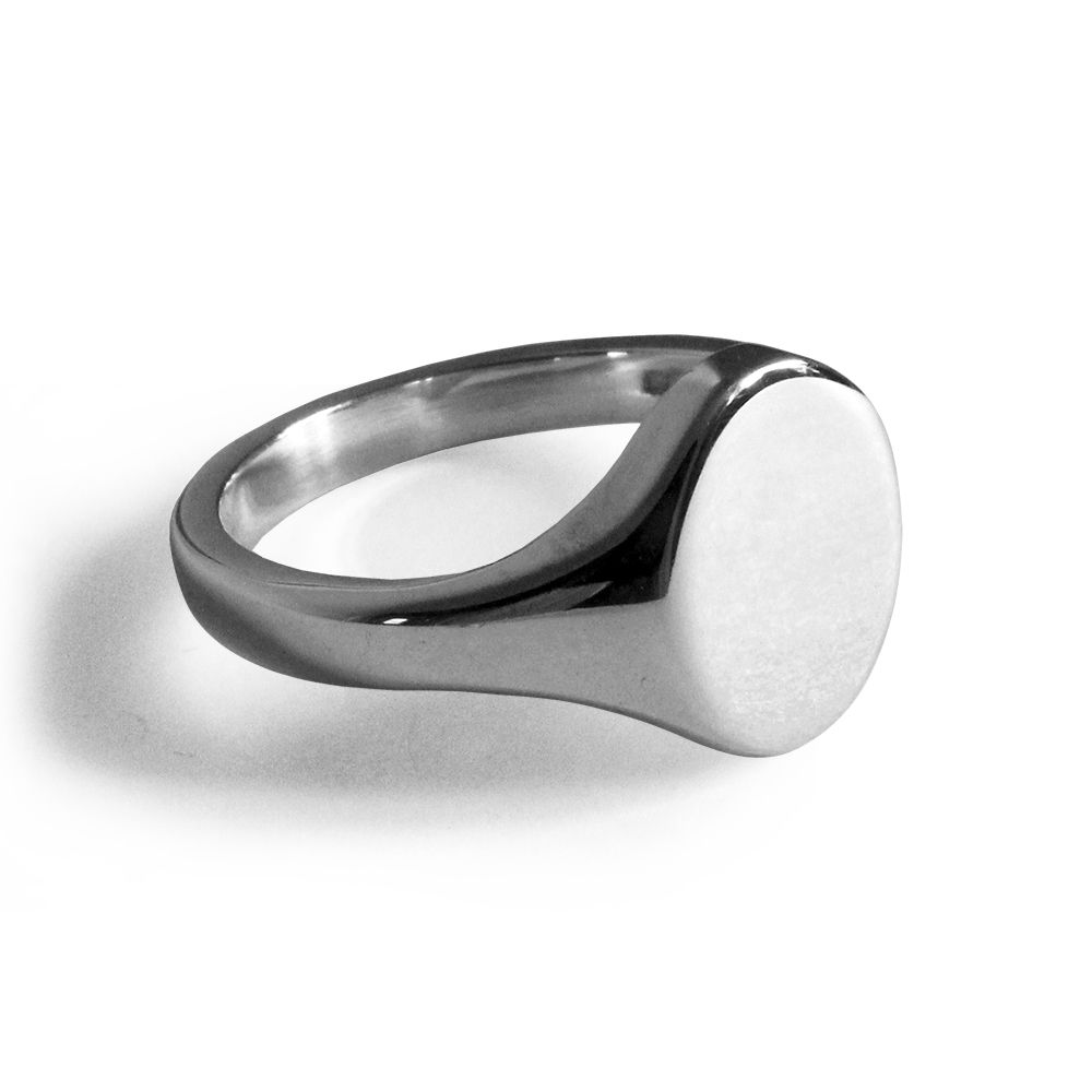925 Sterling Silver Oval Signet Rings 14 x 12 x 2.5mm