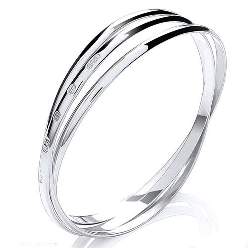 3mm 925 Sterling Silver Solid Feature Hallmarked Ladies, Bespoke Russian Bangle UK Made