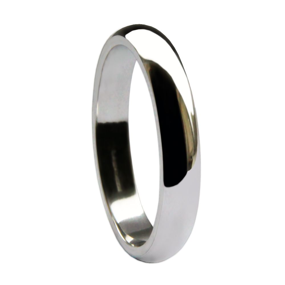 3mm 950 Platinum Heavy D-Shape Wedding Rings Bands