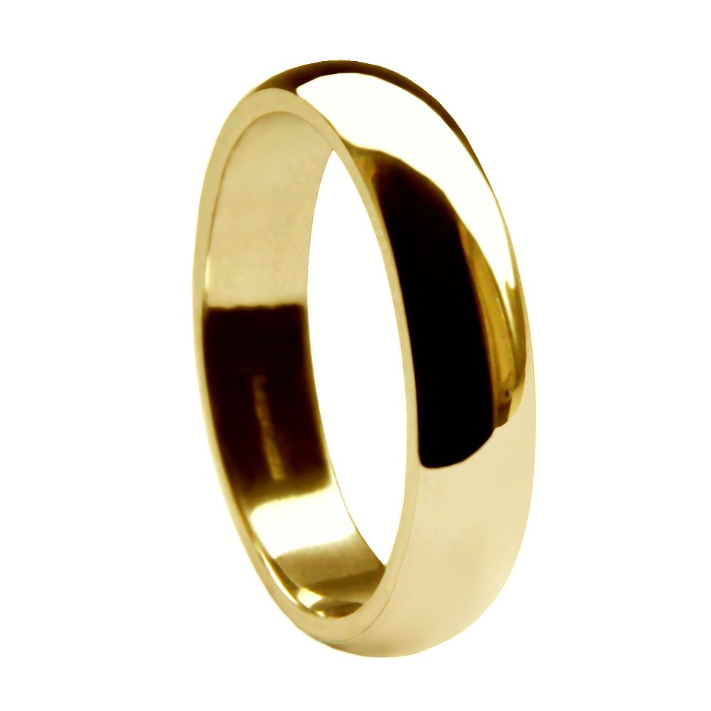 5mm 9ct Yellow Gold Heavy D-Shaped Wedding Rings Bands