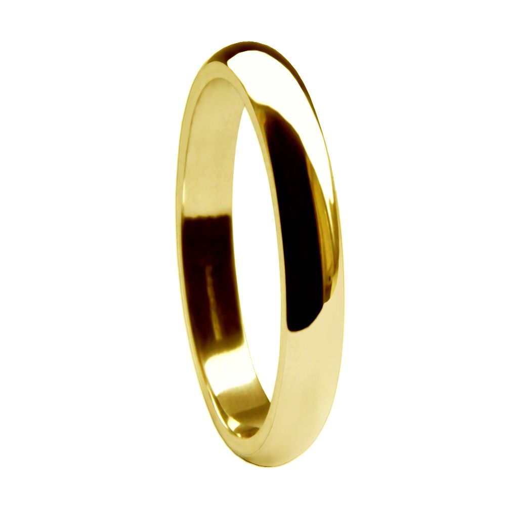 2.5mm 18ct Yellow Gold Heavy D Shaped Wedding Rings Bands