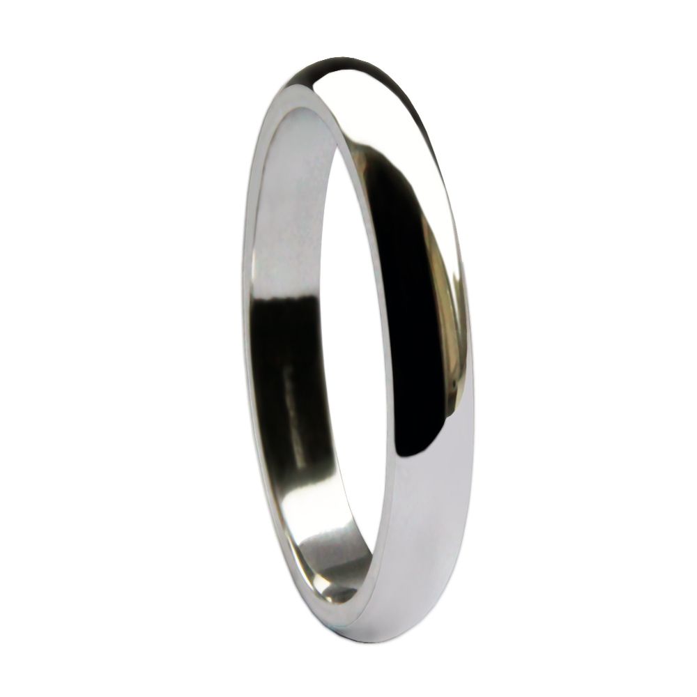 2.5mm 9ct White Gold Heavy D Profile Wedding Rings Bands