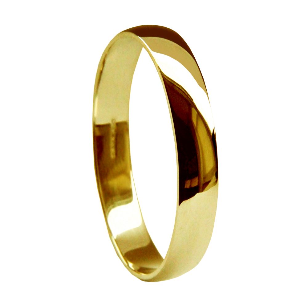 3mm 18ct Yellow Gold Light D Shaped Wedding Rings Bands