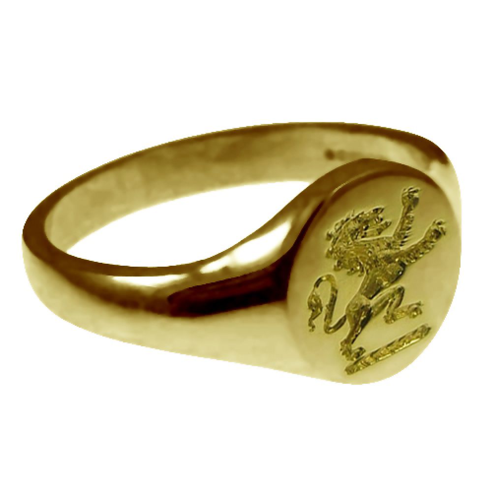 9ct Yellow Gold 11mm Round Family Crest Signet Rings