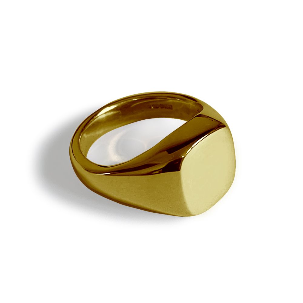 9ct Yellow Gold Cushion shaped Signet Rings 11x10mm 7.6g