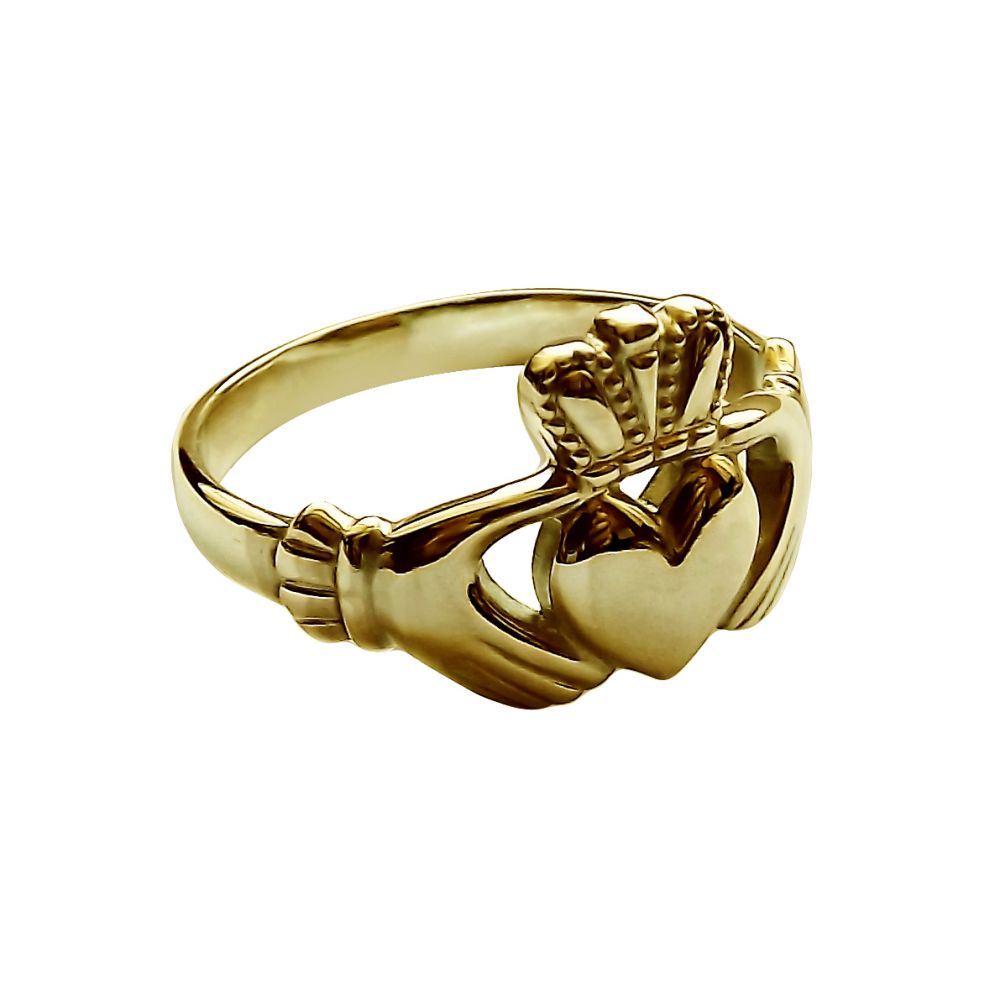 9ct Yellow Gold Child's Small Irish Claddagh Rings Face Size 10.5mm