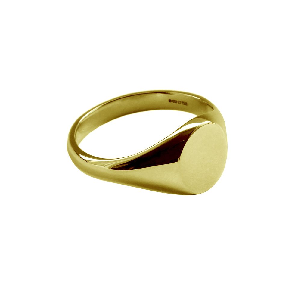 SALE 18ct Yellow Gold Ladies Oval Signet Rings 9.6 x 7.1 @ Size E