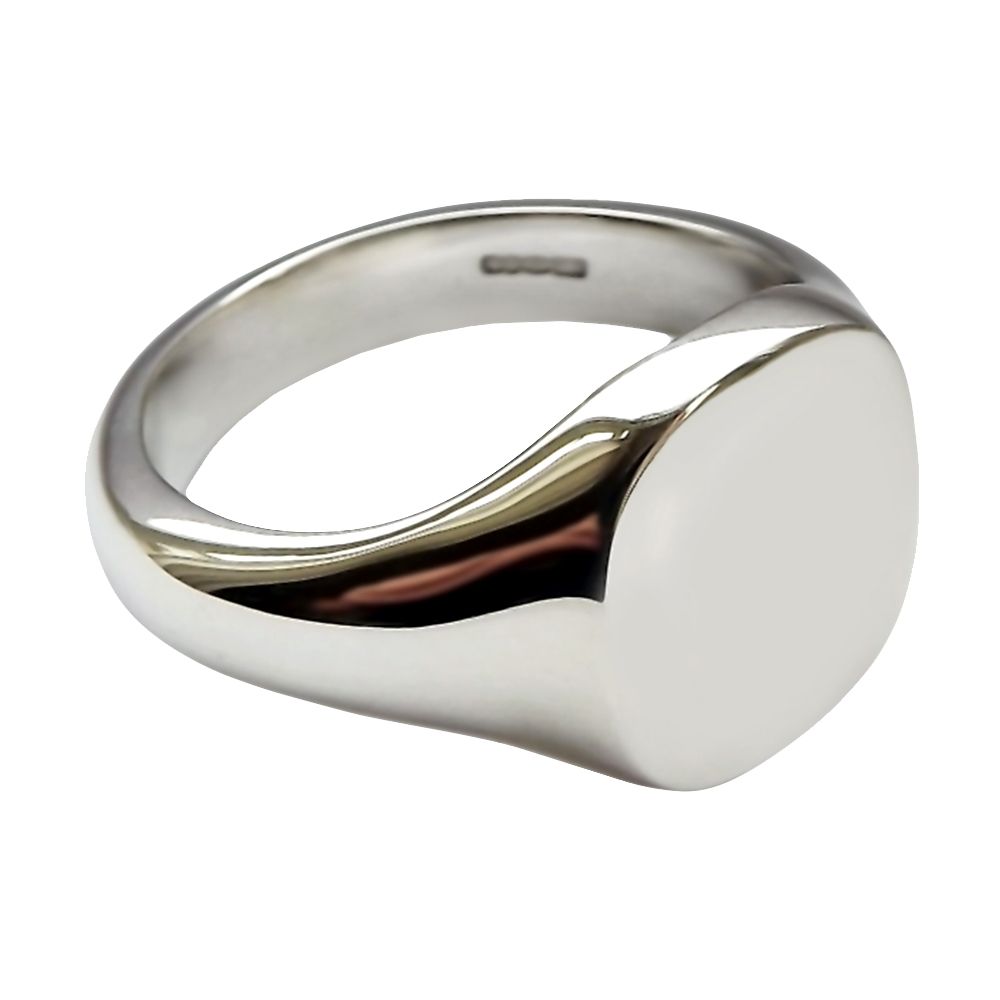 SALE 925 Sterling Silver Cushion Shaped Signet Ring At Size R