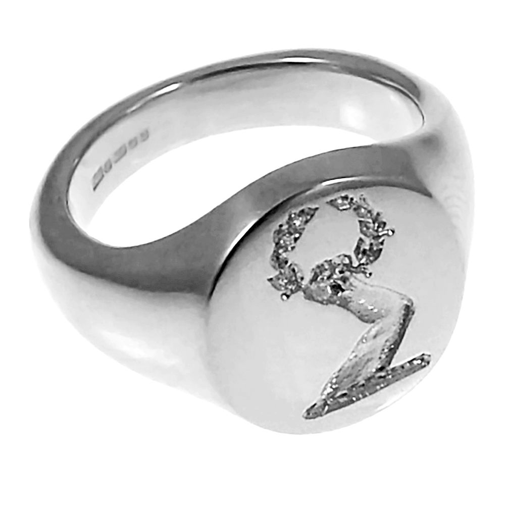 925 Sterling Silver 13mm Round Family Crest Signet Rings