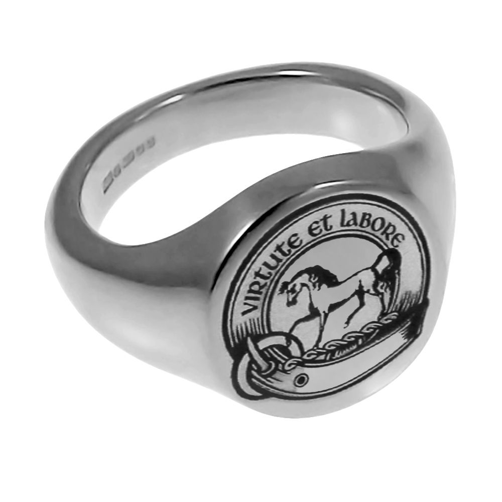 925 Sterling Silver 13mm Round Family Crest Signet Rings