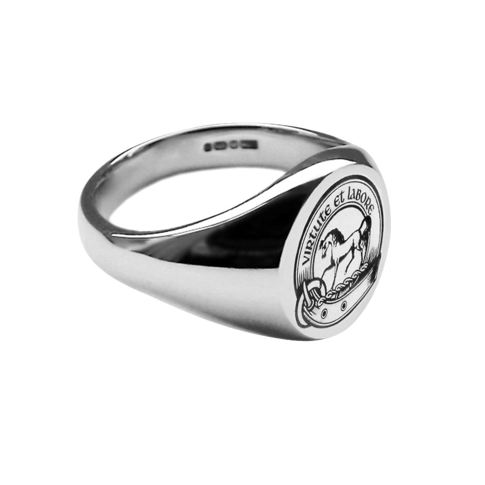 925 Sterling Silver Laser Engraved Ladies Oval Family Crest Signet Rings 11x9mm
