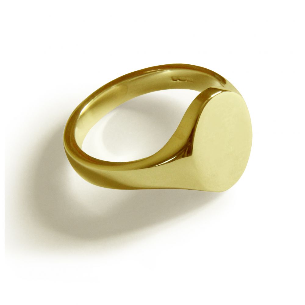 9ct Yellow Gold Oval Signet Rings Lightweight 14 x 12 x 1.0mm