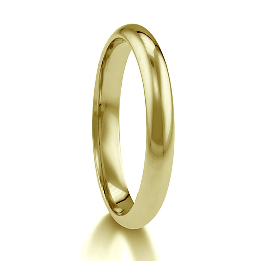 2mm 9ct Yellow Gold Paris Profile Wedding Rings Bands