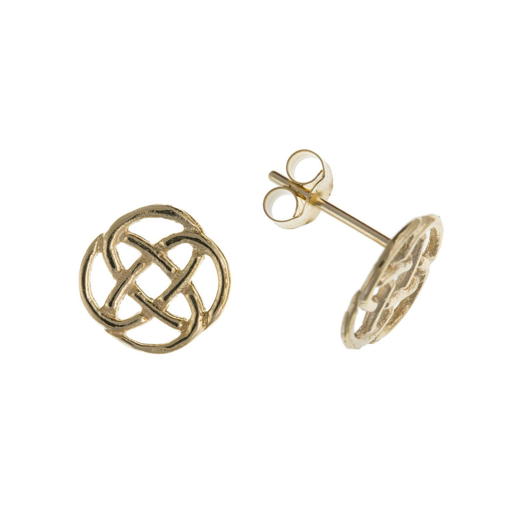 9ct Gold Celtic Style Studs Earrings 10 x 10mm