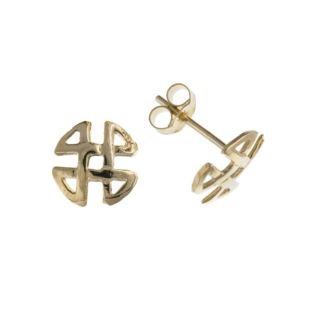 9ct Gold Celtic Style Studs / Earrings 9 x 9mm