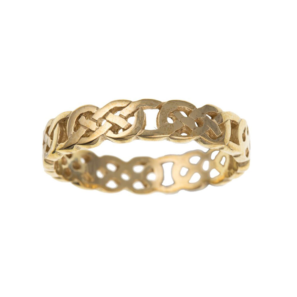 9ct Yellow Gold Celtic Style Gents / Mens Ring 5mm