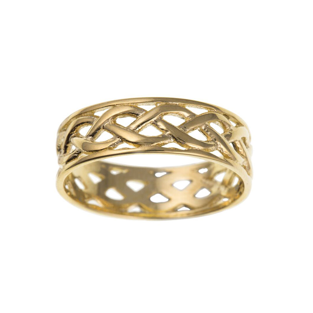 9ct Yellow Gold Celtic Style Ladies / Womens Ring 7mm