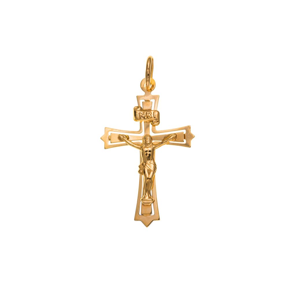 9ct Solid Gold Crucifix Cross And Optional Diamond Cut Fine Hanging Belcher Chain