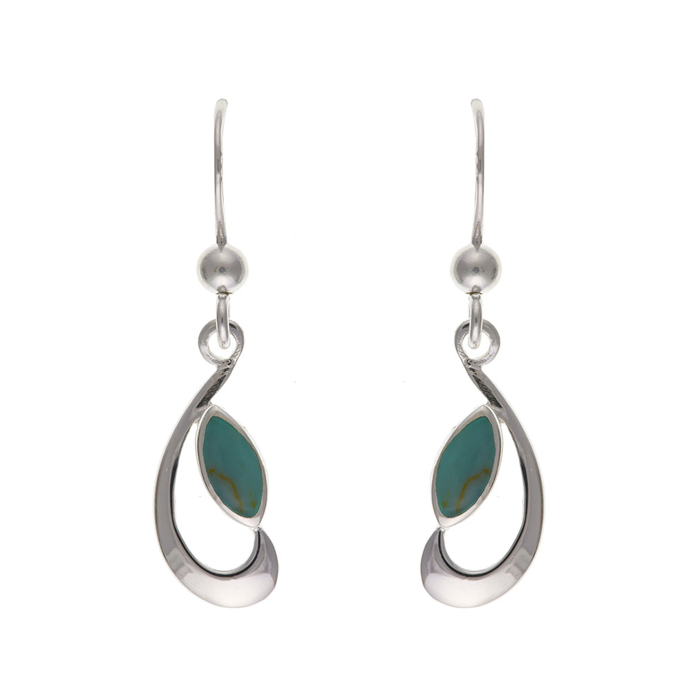 925 Sterling Silver Real Turquoise 27mm Drop Earrings