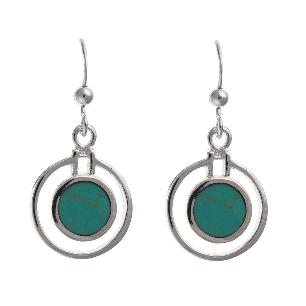 925 Sterling Silver Real Turquoise 30mm Drop Earrings