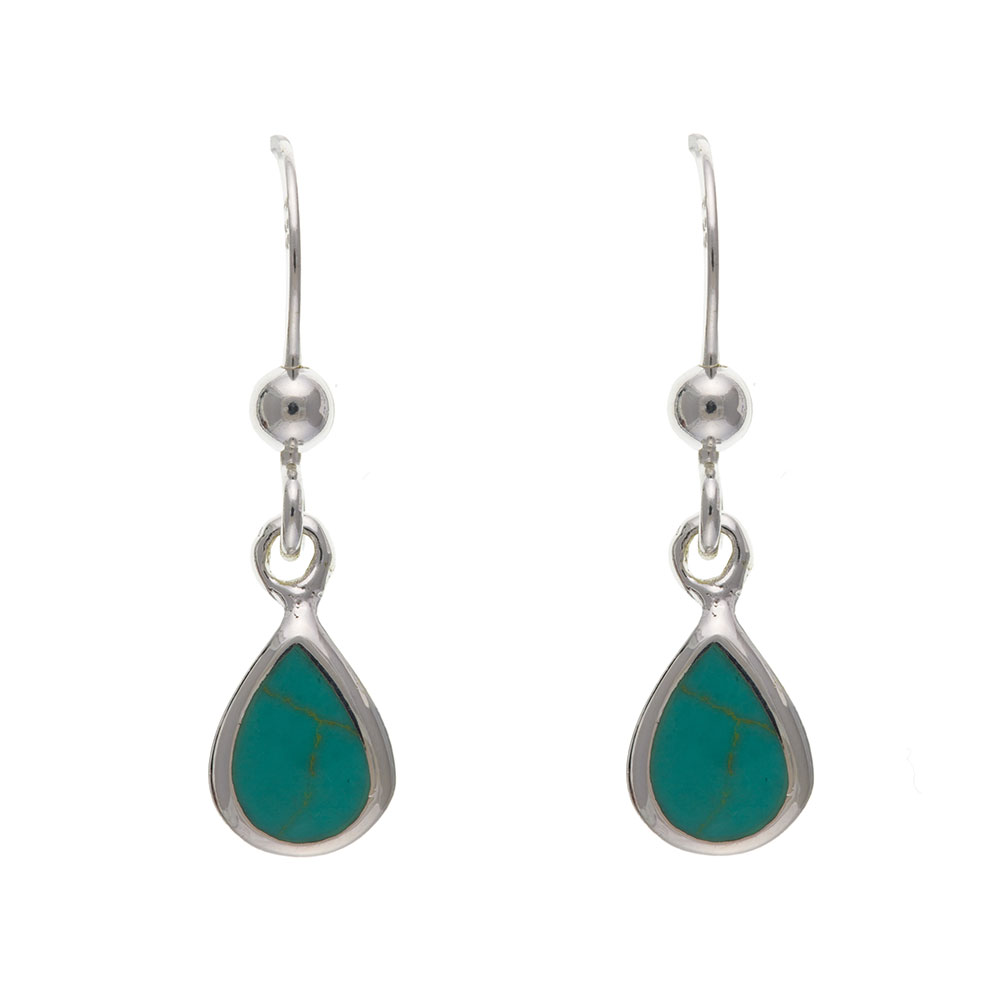 925 Sterling Silver Real Turquoise 21mm Drop Earrings