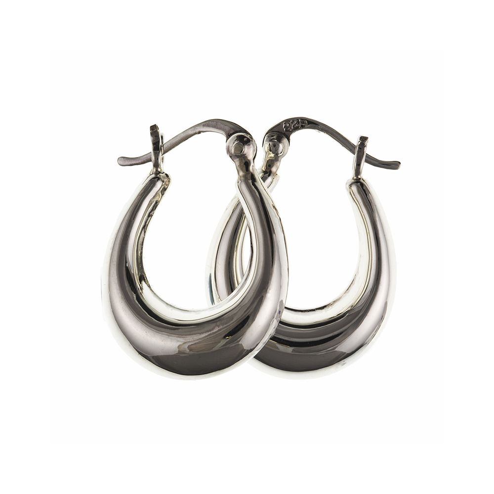 925 Sterling Silver Creole Earrings With Lever Catches