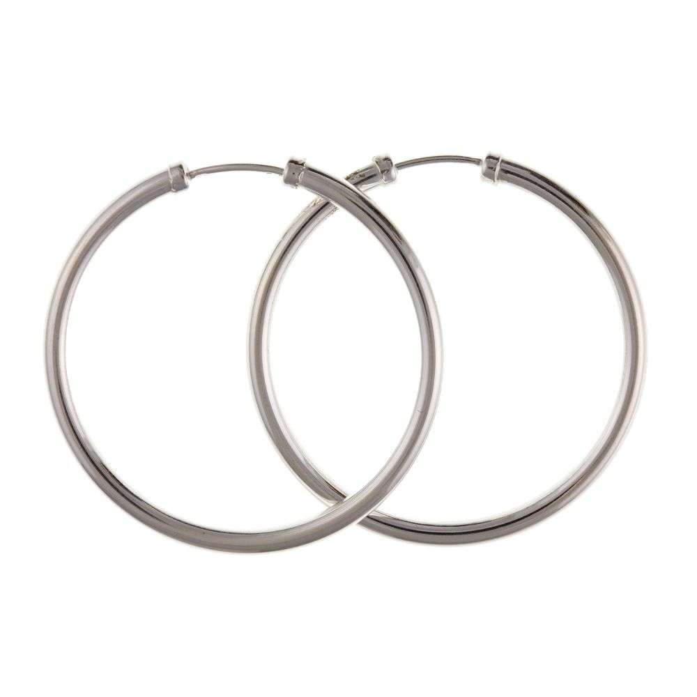 925 Sterling Silver 25 - 70 x 2mm Hoop Earrings