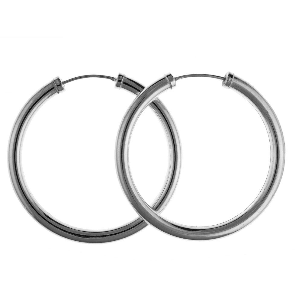 925 Sterling Silver 45 & 60x3mm Chunky Hoop Earrings