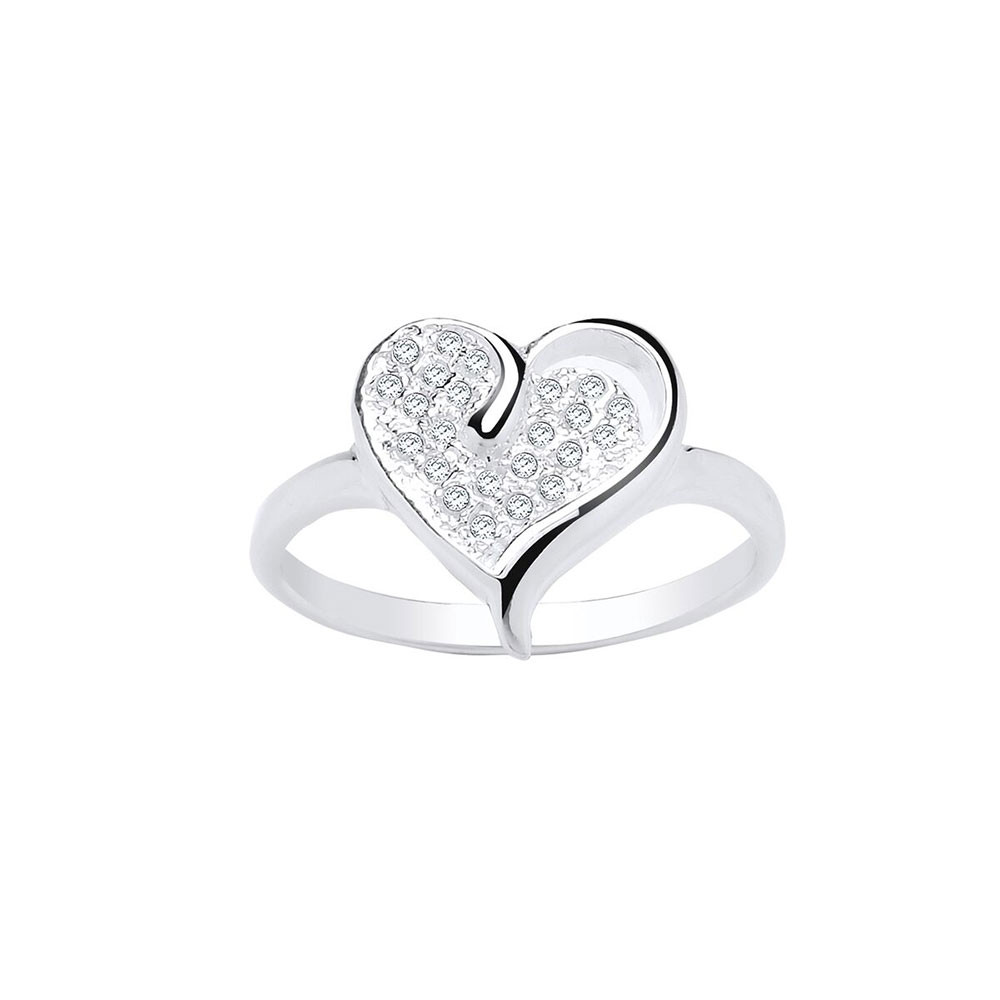 925 Sterling Silver and CZ 14mm Heart Dress Ring