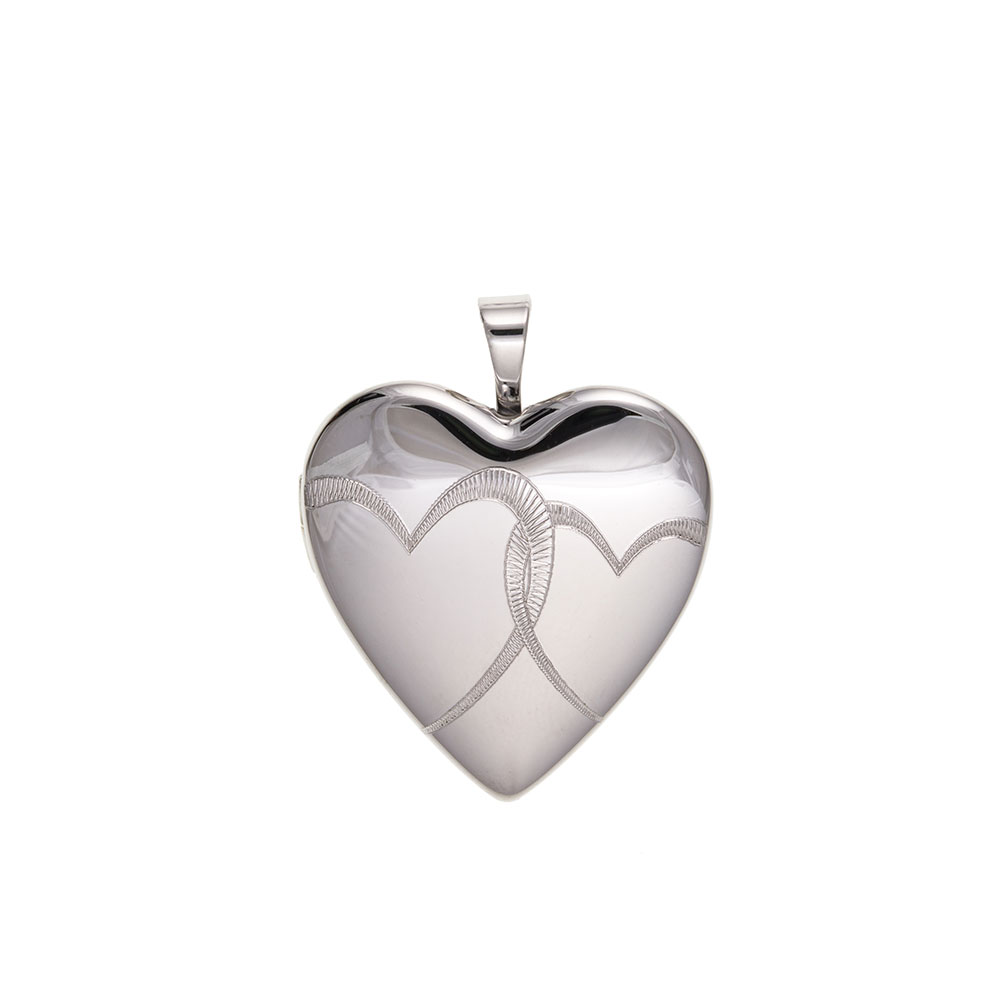 925 Sterling Silver Patterned Heart Locket 22 x 18mm