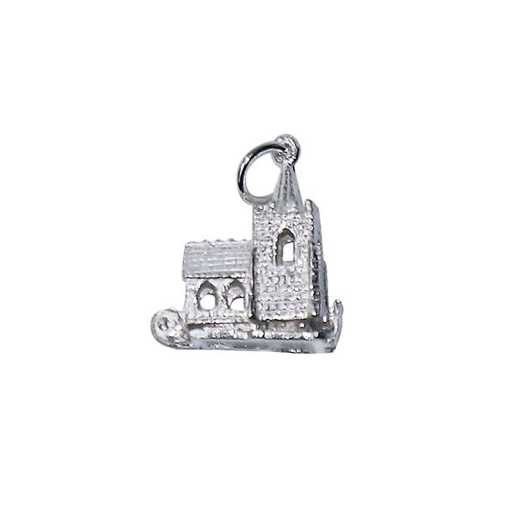 925 Sterling Silver Opening Old Church Charm 3.1g