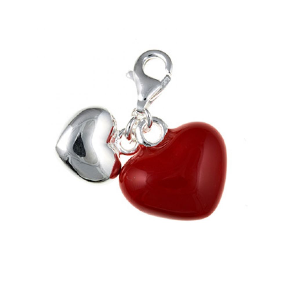 Sterling Silver Inlayed Hearts Charm