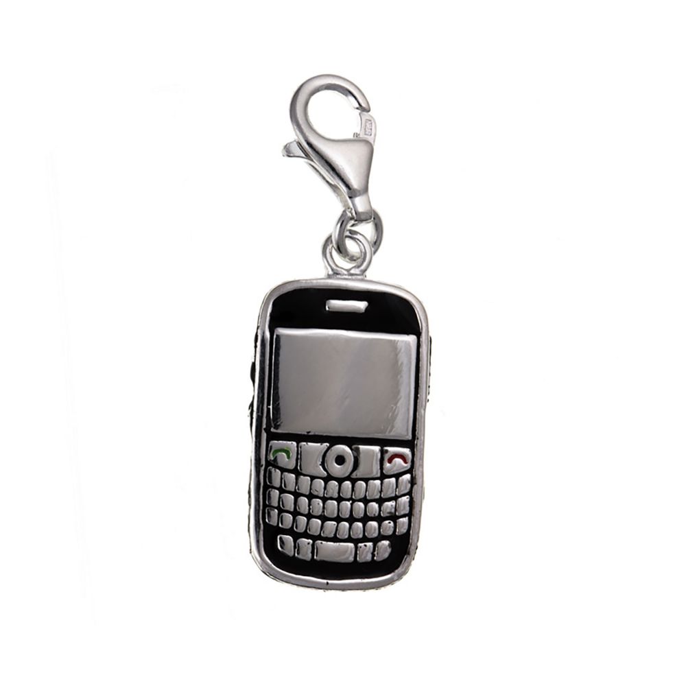 Sterling Silver Inlayed Mobile Phone Charm 25 x 12mm